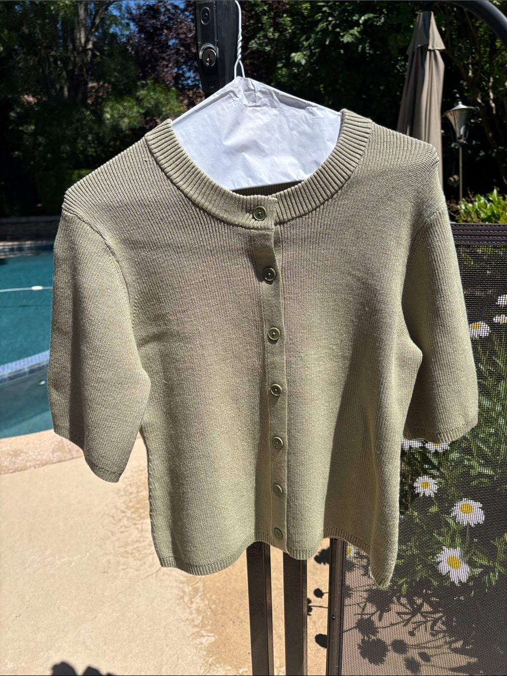 OAK + FORT Olive Green Short-Sleeve Button Cardigan